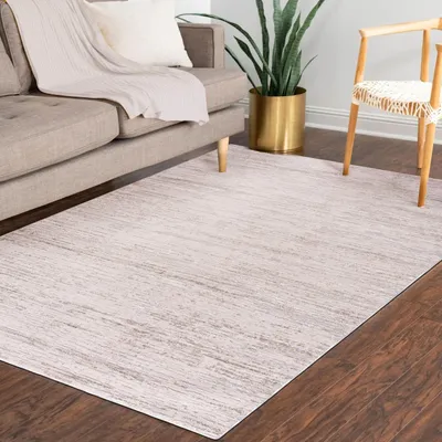 Image de Moquette à poils courts Mazovia - Abstract Beige, White Carpet for Living Room, Bedroom, Allergy Friendly - 250x350 cm