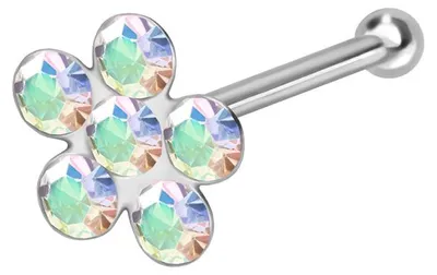 Produktbild von Nasenpiercing, Nasenstecker 925er Silber Nasenstecker Pin KRISTALLBLUME