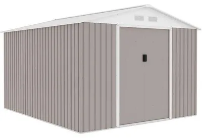 Produktbild von ARCHER Uranus Gartenhaus 8,84 m² taupe, Metallschuppen mit 2 Schiebetüren, verzinkter Stahl, 4 Belüftungsgitter, mit Montageset