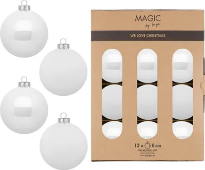 Produktbild von Weihnachtskugeln Glas 8cm 12 Stück - Pure White