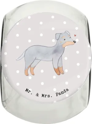 Produktbild von Mr. & Mrs. Panda Dose Manchester Terrier Moment L 870ml - Grau Pastell - Geschenk, glasbehälter, Aufbewahrungsdose, Keksdose, Snackdose, Vorratsglas