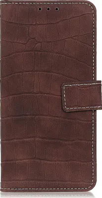 Produktbild von Mobigear Croco Handyhülle für Samsung Galaxy A82 5G – Klapphülle/Etui mit Geldbörsenfunktion – Braun