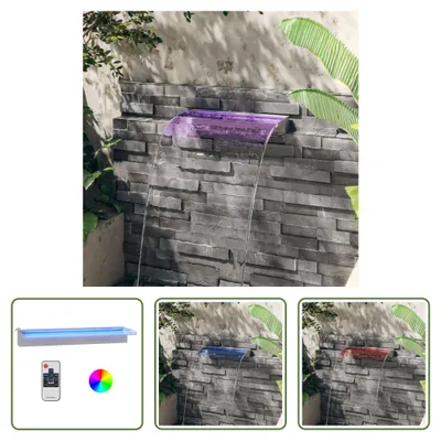 Obrázok produktu pre The Living Store Vodopádový prvok s RGB LED diódami z nehrdzavejúcej ocele 60 cm