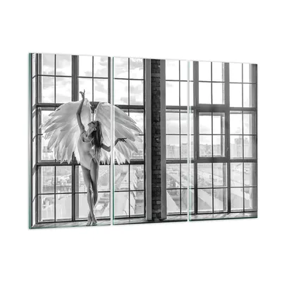 Produktbild von Bilder auf glas - 3 Teile - Frau Engel Ansicht - 105x70cm - Glasbilder - Wandbilder - Bilder - zum Aufhängen bereit - Wanddekoration aus Glas - Glas Bilder - Wandbild auf Glas - GCE105x70-4214