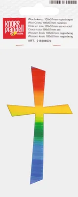 Produktbild von Wachskreuz 105x57mm regenbogen Packung mit 3 Stück