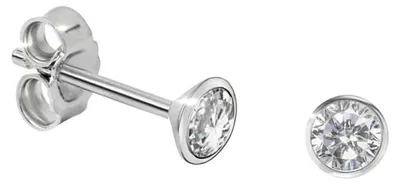 Produktbild von Solitär Ohrstecker Silber 925 Ohrringe mit Zirkonia 2.5 mm