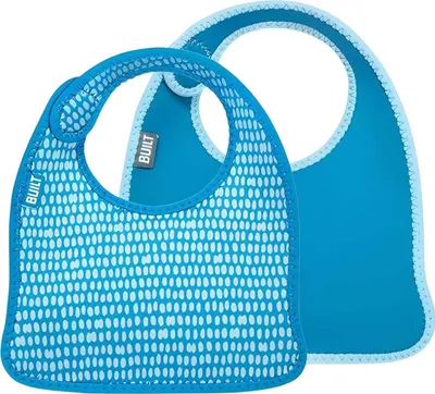 Produktbild von Built, 2er Set Neopren Baby Lätzchen mit Klett Punkte, Blau