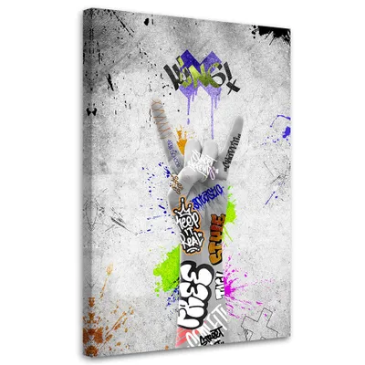 Produktbild von Leinwandbild Straßenkunst-Graffiti 70x100 Feeby Grau bild für die wand bereit zum aufhängen