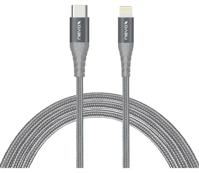 Produktbild von nevox 1885, 1 m, Lightning, USB C, Männlich, Männlich, Grau, Silber