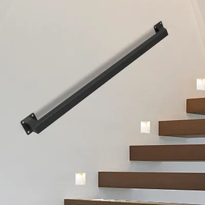 Obrázek produktu pro Eikuavons, čtvercové madlo 80 cm, černé, kovové zábradlí pro schodiště, s práškovým nástřikem, rozměry 30 x 30 mm, celistvé provedení, vhodné pro schodiště i chodby