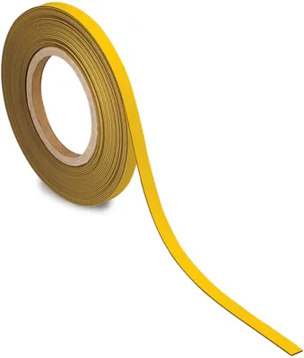Productafbeelding van MAUL identificatiestrip, metaal, 1 stuk, 42 g/cm², magnetisch, kunststofcoating, beschrijfbaar, 10 meter x 1 cm x 1 mm, geel