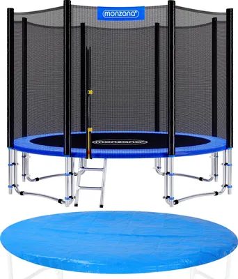 Produktbild von MONZANA® Trampolin Ø 305 cm SÜD GS Zertifiziert Komplettset inkl. Sicherheitsnetz, Leiter, Randabdeckung & Wetterplane Kindertrampolin Gartentrampolin