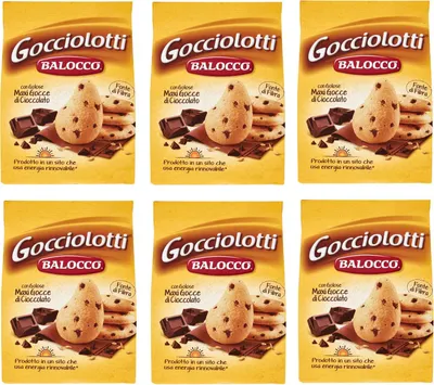 Produktbild von 6x Balocco Gocciolotti Biscotti con gocce di cioccolato Kekse mit Schokoladenstückchen biscuits cookies 100% Italienische Kekse 350g