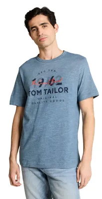 Produktbild von Tom Tailor T-Shirt Regular Fit aus Baumwolle mit Rundhalsausschnitt und Logo-Print