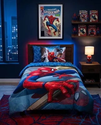 Produktbild von Unyqoos® Spiderman Kinderbettbezug 140 x 200 cm mit Kissenbezug 65 x 65 cm – 100% Baumwolle