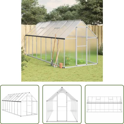 Obrázek produktu pro The Living Store Skleník se základovým rámem stříbrný 445x169x195cm Aluminimum