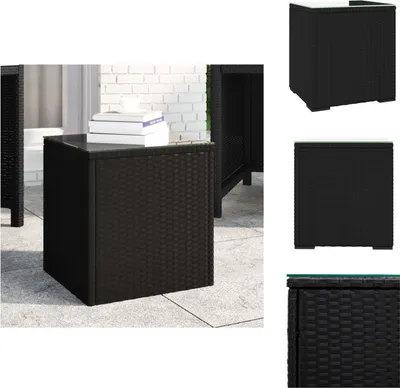 Obrázek produktu pro vidaXL Odkládací stolek černý 40x37x40,5 cm Polyratan a tvrzené sklo - Odkládací stolky