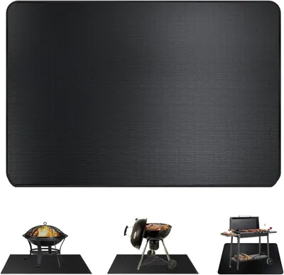 Imagen del producto de Alfombrilla para fogones - Protector para estufas - Protege terrazas - 3 capas de protección contra el calor - 46 x 38 cm - Negro