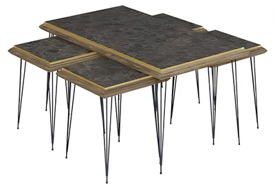 Obrázok produktu pre Čierny moderný konferenčný stolík s odkladacími stolíkmi z MDF