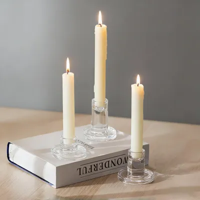 Produktbild von Stabkerzenhalter aus Glas - 3er Set für Stabkerzen - Transparent