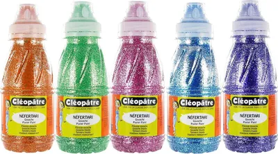 Produktbild von Cleopatre PP250x5A, Blau, Grün, Magenta, Orange, Silber, Violett, Glitzerposterfarbe, 250 ml, 5 Stück(e)