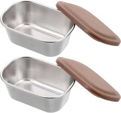 Produktbild von 2 kleine Saucenbehälter mit Deckel aus Edelstahl 304, robusten Kunststoffdetails, kompakt und wiederverwendbar für Reisen und unterwegs