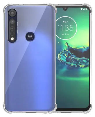 A clear protective phone case is shown on the left, and a smartphone screen with a water splash wallpaper is on the right.