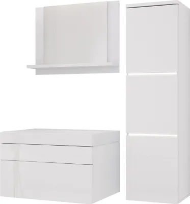 Immagine prodotto di Set di mobili da bagno in bianco/bianco lucido, set di mobili da bagno, set di mobili da bagno