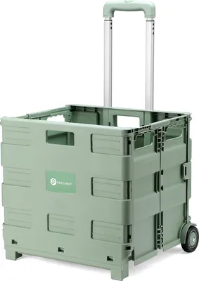 Produktbild von Packaway XL Faltbare Einkaufstrolley mit Rollen - Einkaufskorb - Aufbewahrungsbox - Einkaufswagen - Faltkorb - 50 Liter - Grün
