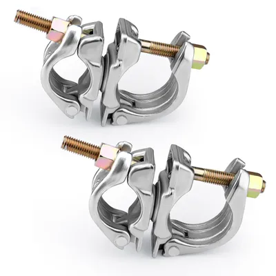 Zdjęcie produktu dla 2 sztuki zacisku rusztowaniowego 48-60 mm ocynkowanego ogniowo ze stopu stali S235JR, obrotowe złącze rusztowaniowe 360°, nierdzewne, stabilne, obrotowe złącze rusztowaniowe, złącze stalowe
