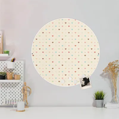 Produktbild von Design Stahlmagnettafel Weiß Rund 47cm Herzen bunt