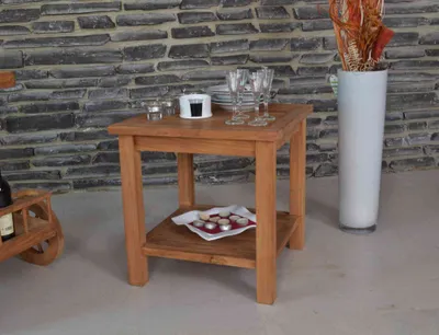 Produktbild von MiaMöbel Gartentisch 50x50x50 cm Gartenmöbel Outdoor Modern Massivholz Teak Honig
