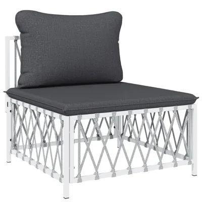 Produktbild von Garten-Mittelsofa mit Kissen Weiß Gewebe