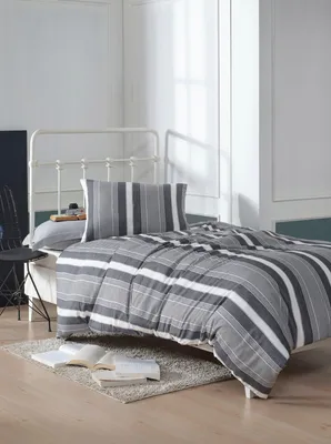 Zdjęcie produktu dla L'Essentiel Linge de Maison, Dakar - Black, czarny, pojedyncza poszwa na kołdrę XL (PL), 70% BAWEŁNA / 30% POLIESTER, 155 x 200 cm