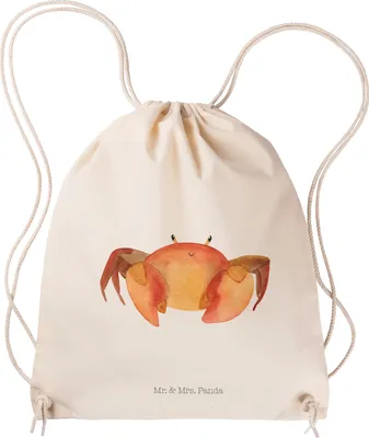 Produktbild von Mr. & Mrs. Panda gymnastiktasche Sternzeichen Krebs - Transparent - Geschenk, Meer, Meerestier, Krebse, gym rucksack, Turnbeutel, Rucksackbeutel, Krabbe, Jutebeutel