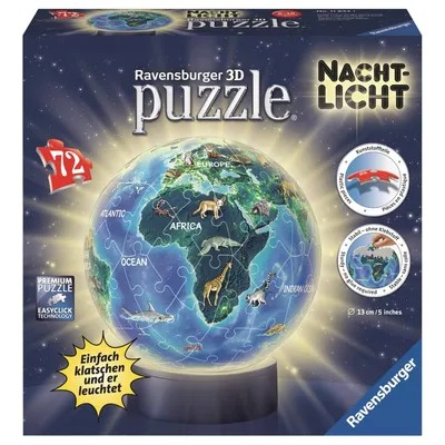 Image de Ravensburger 3D Puzzle Ball Veilleuse Terre au design nocturne