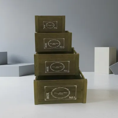 Produktbild von Aufbewahrungsboxen 4er Set Braun Ordnung Shabby Holzkisten Vintage Retro Wein