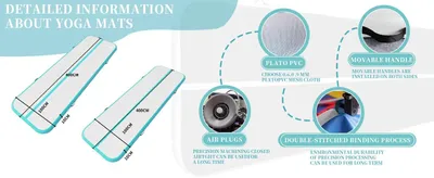 Produktbild von Aufblasbare Turnmatte - Airtrack 400x100x10 cm - Mit Luftpumpe - Für Heimtraining - Für Gymnastik, Yoga und Wassersport