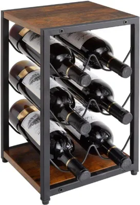 Produktbild von Vier-Schichtiger Metall-Wine-Regal Für 6 Flaschen - Freistehender Weinregal Für Horizontale Lagerung - Vintage-Flaschenregal Für Küche, Bar, Keller