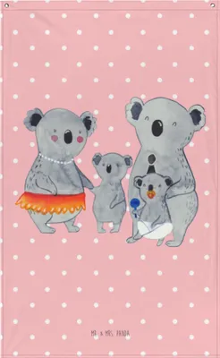 Produktbild von Mr. & Mrs. Panda Wandbild Koala Familie - Rot Pastell - Geschenk, Tapestry, Wandbanner, Kinder, Koalas, Muttertag, Gobelin, Wandteppich, Tapisserie, Mama