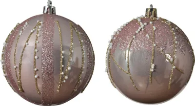 Produktbild von Weihnachtskugeln rosa 4 Stück 8 cm - Einheitsgröße