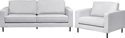 Produktbild von BELIANI Sofa Set Hellgrau Stoff 3-Sitzer Sofa und Sessel mit Schwarzem Metallgestell Sitzkissen Klassisch Industrie Design Wohnzimmer-Set Sitzgruppe