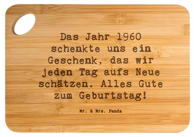 Produktbild von Mr. & Mrs. Panda Frühstücksbrett Spruch 1960 Geburtstag - Transparent - Geschenk, Happy Birthday, küchenbrettchen, Jahrgang, Schneidbrett Küche, Geburtstagszitat, Brett