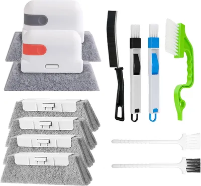 Imagen del producto de Kit de limpieza de 12 piezas, con cepillos especiales para canalones y ventanas, para limpieza