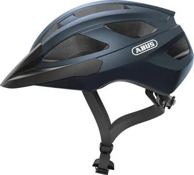Zdjęcie produktu dla Kask szosowy ABUS Macator - sportowy kask rowerowy dla początkujących - również dla osób noszących warkocze - dla mężczyzn i kobiet - ciemnoniebieski błyszczący, rozmiar L (58-62 cm)