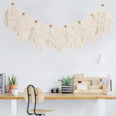 Produktbild von Makramee Wandbehang Boho Deko, Woven Wanddeko Wandteppich, Böhmische Tapisserie Baumwolle Gewebte, Haus Dekoration