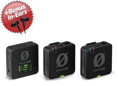 Produktbild von Rode Wireless Pro 2-Kanal Drahtlos-Mikrofonset + Bonus In-Ear Kopfhörer