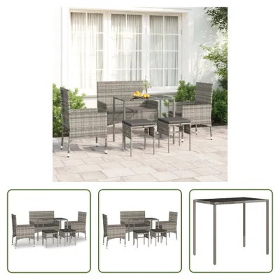 Produktbild von The Living Store 6-tlg. Garten-Lounge-Set mit Kissen Grau Poly Rattan