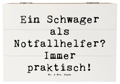 Produktbild von Mr. & Mrs. Panda Box Spruch Schwager Notfallhelfer 22 x 15 cm - Weiß - Geschenk, Dankeschön, Verwandtschaft, persönliche Erinnerungen, Geschenke, Erinnerungsbox, aus Holz