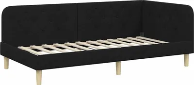Image de vidaXL Cadre de lit d'angle noir 100 x 200 cm Tissu